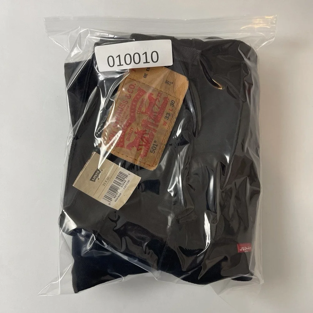 Levis 501 Jeans Mens 33x30 Black Original Button Fly Dark Wash Denim Grunge NEW